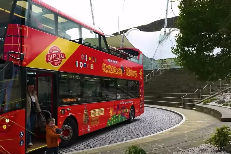Open-top City Sightseeing double-decker bus in Edinburgh